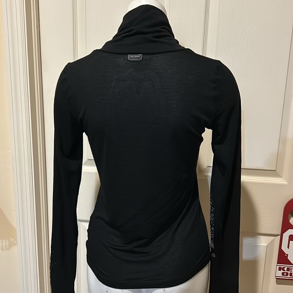 Cop Copine Black Sheer Funnel Neck. Crushed Velvet Sleeve design with thumb hole - Picture 5 of 11